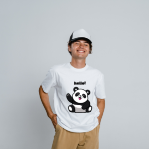 Black T-Shirt Hello Panda